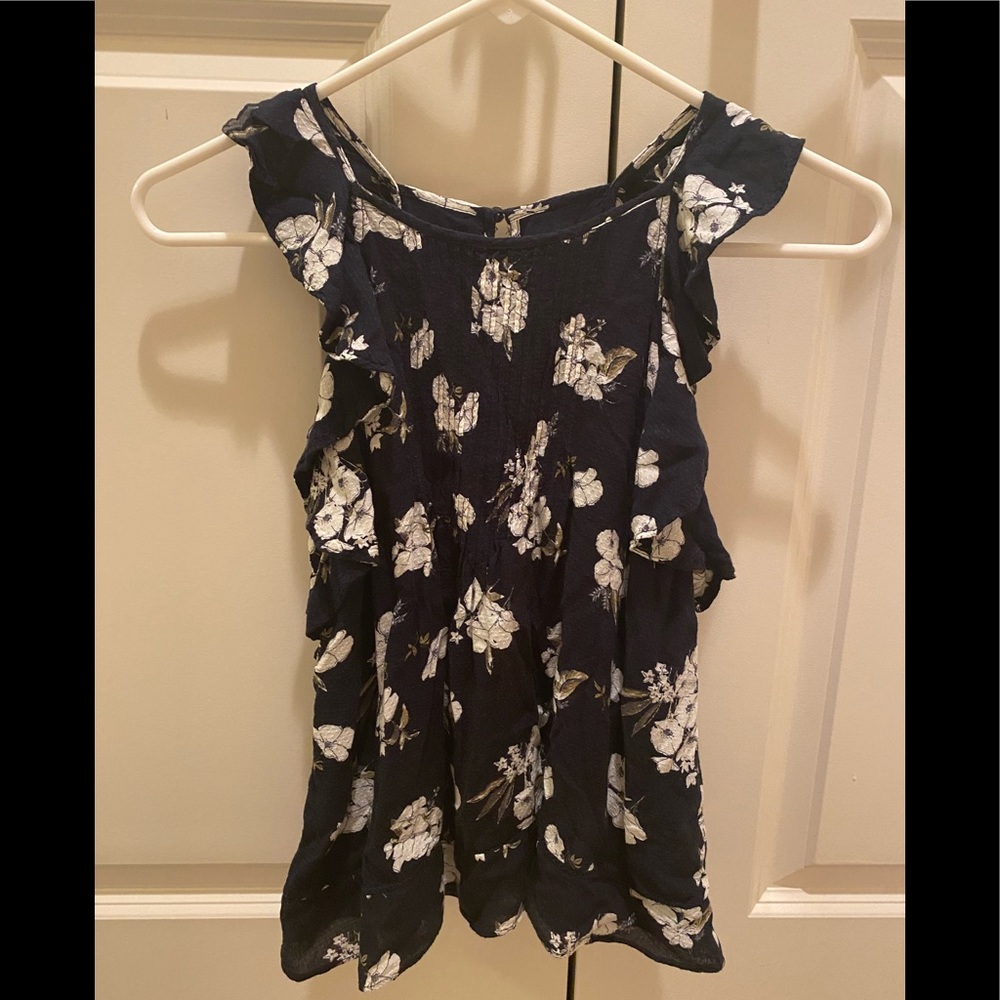 Navy Abercrombie and Fitch blouse with floral